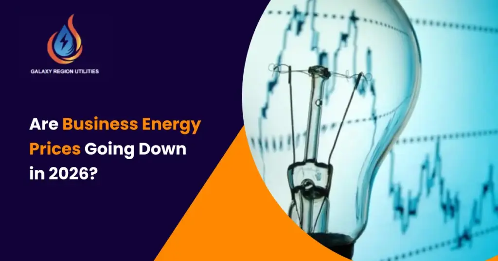 Infographic showing the 2026 forecast for UK business electricity and gas rates, highlighting the shift in non-commodity costs.